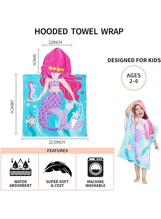 لينجي منشفة حمام للأطفال من عمر 1 إلى 6 سنوات، منشفة بغطاء للرأس، منشفة حمام للأطفال بغطاء للرأس، منشفة حمام للأطفال للأولاد والبنات، منشفة حمام سباحة، منشفة شاطئ، بونشو شاطئ ناعم ماص - Image 3