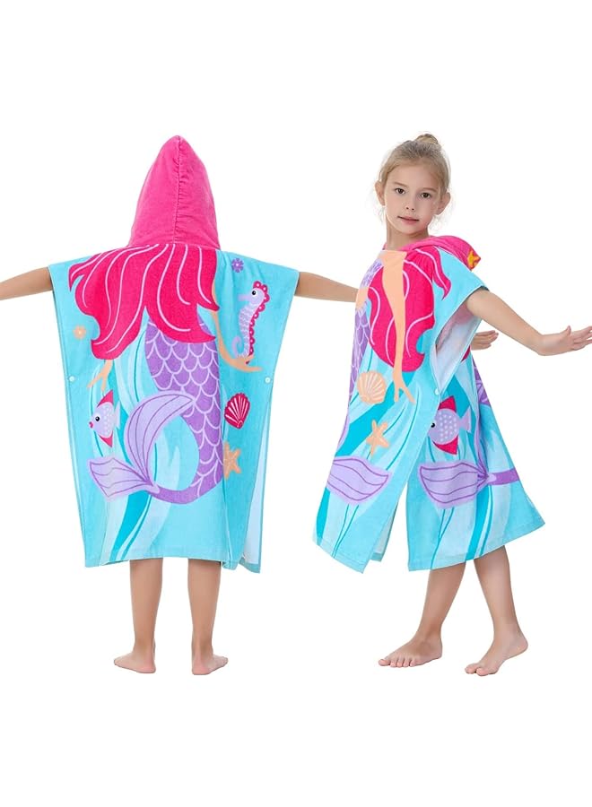 لينجي منشفة حمام للأطفال من عمر 1 إلى 6 سنوات، منشفة بغطاء للرأس، منشفة حمام للأطفال بغطاء للرأس، منشفة حمام للأطفال للأولاد والبنات، منشفة حمام سباحة، منشفة شاطئ، بونشو شاطئ ناعم ماص - Image 1