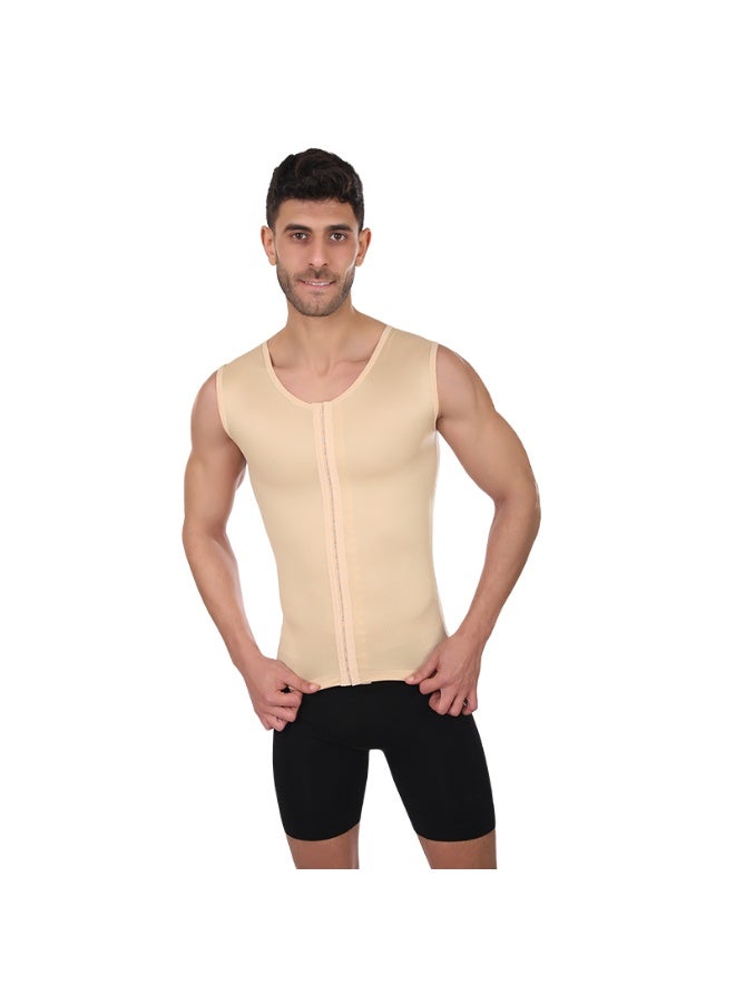 Sedra Shapely Men's chest and abdomen shaping garment, compression t-shirt for body shaping and concealing sagging, comfortable design with front snap closure, shapewear for men, beige - Image 1