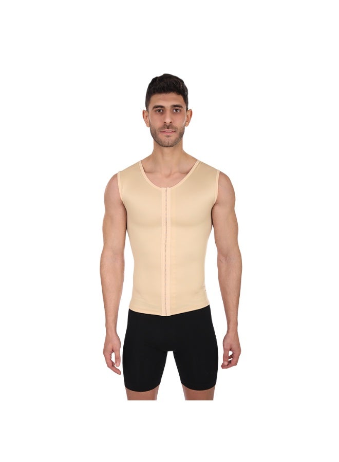 Sedra Shapely Men's chest and abdomen shaping garment, compression t-shirt for body shaping and concealing sagging, comfortable design with front snap closure, shapewear for men, beige - Image 3