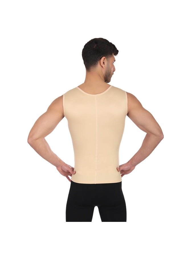 Sedra Shapely Men's chest and abdomen shaping garment, compression t-shirt for body shaping and concealing sagging, comfortable design with front snap closure, shapewear for men, beige - Image 2