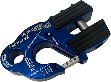 Factor 55 00250-02 Ultrahook Winch Hook Closed System Shackle Max Load 16,000 lbs ULT Strength Shackle Pin Mount 48,000 lbs Offroad 4x4 Adventure – Blue - Image 3