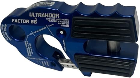 Factor 55 00250-02 Ultrahook Winch Hook Closed System Shackle Max Load 16,000 lbs ULT Strength Shackle Pin Mount 48,000 lbs Offroad 4x4 Adventure – Blue - Image 4