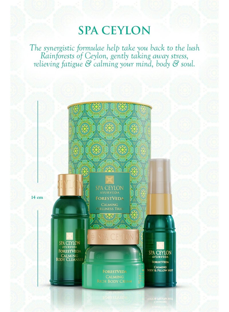 SPA CEYLON ForestVeda Calming Wellness Trio – Pampering Kit with Natural Ingredients, Ayurvedic Gift Set with Shower Gel, Body Cream & Pillow Mist - Image 2