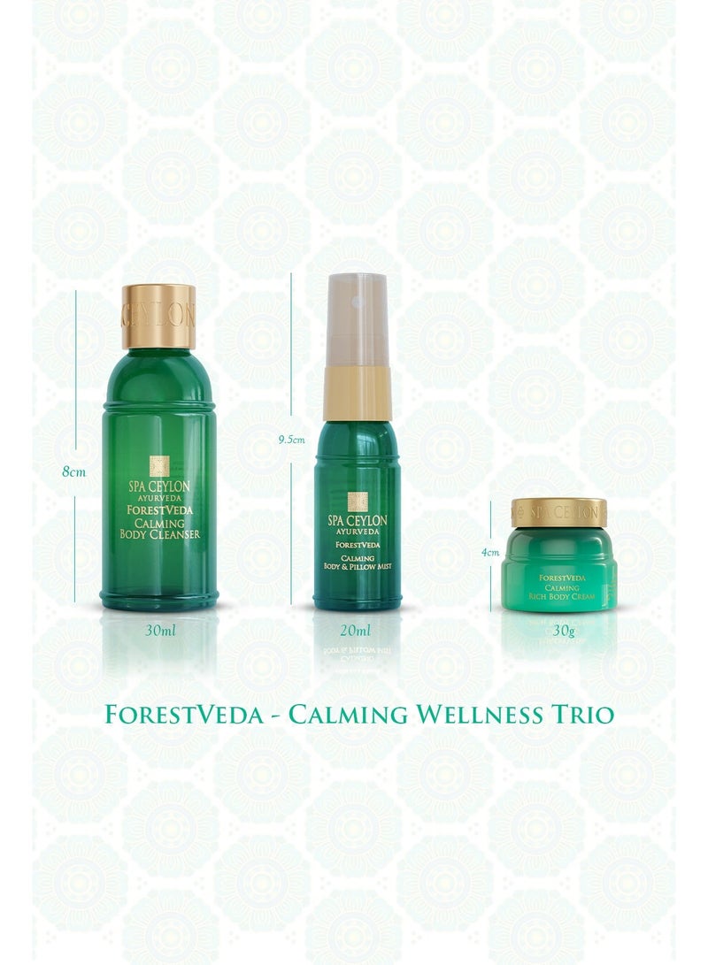 SPA CEYLON ForestVeda Calming Wellness Trio – Pampering Kit with Natural Ingredients, Ayurvedic Gift Set with Shower Gel, Body Cream & Pillow Mist - Image 3