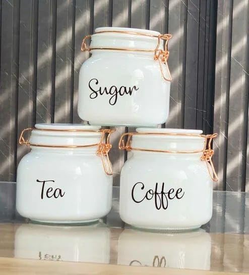 HAPPY BORN Glass Food Storage Airtight Tea Coffee Sugar Containers for Kitchen Storage Container with Lid For Tea Coffee Sugar Dry Fruit jars Storage Box Set of 3 - Image 4