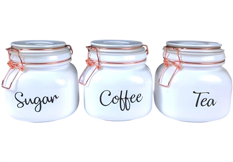 HAPPY BORN Glass Food Storage Airtight Tea Coffee Sugar Containers for Kitchen Storage Container with Lid For Tea Coffee Sugar Dry Fruit jars Storage Box Set of 3 - Image 5