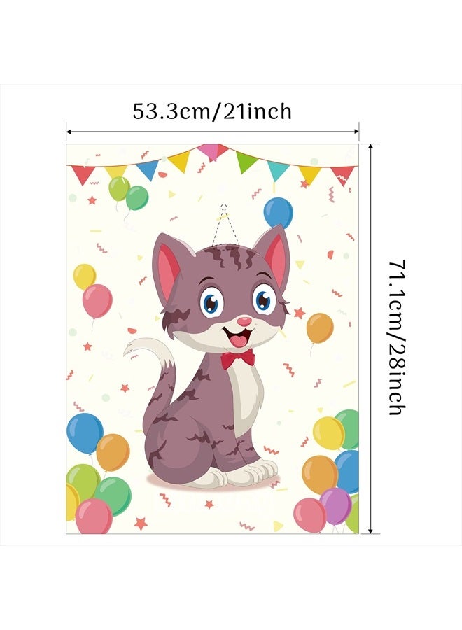 Morcheiong Pin The Tail on The Cat Birthday Party Game with 48 Hats, Cat Themed Birthday Party Favors Supplies Decorations for Kids - Image 2
