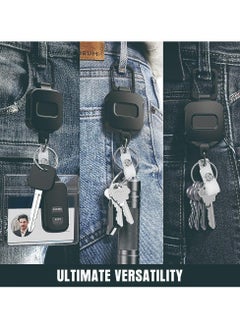 Generic 2 Pack Retractable Badge Holder,  Id Badge Holders with Heavy Duty Carabiner Reel Clip, Retractable Key Holder with 60 Cm Steel Retractable, Hold Up to 15 Keys and Tools Black  - Image 4