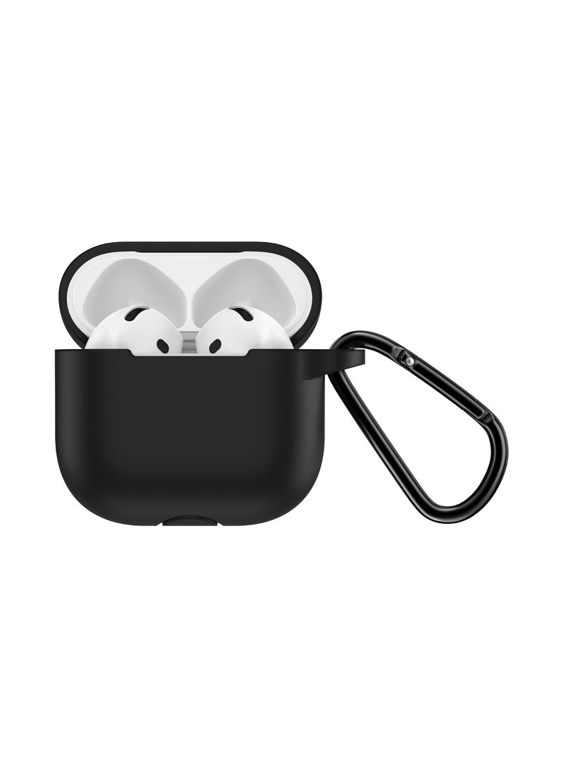 GREEN LION Berlin series Silicone Case for AirPods 4 / Shock Absorbent / 360° Full Protection / Washable Material / Portable Metal Carabiner / Skin Friendly Silicone - Black - Image 1