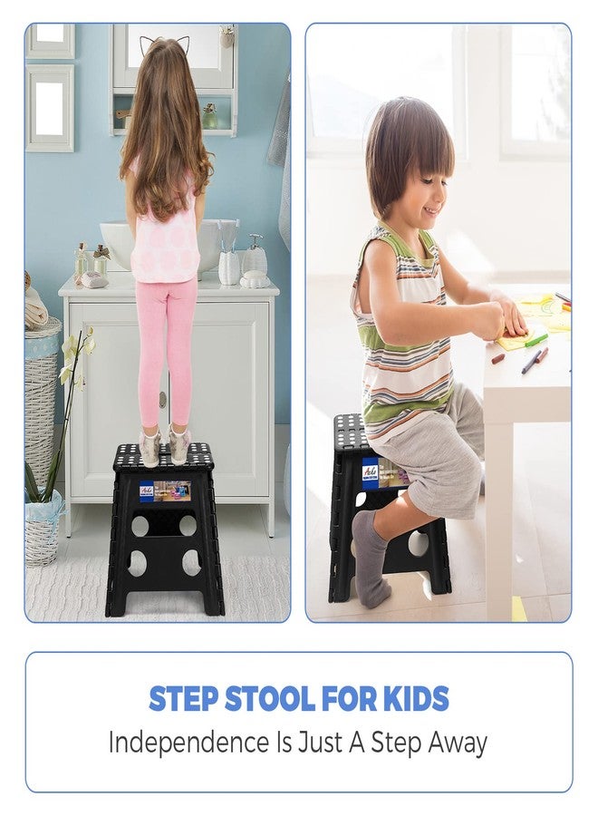 ACKO 2PACK Folding Step Stool - 13" Height Premium Heavy Duty Foldable Stool for Kids and Adults, Kitchen Garden Bathroom Stepping Stool (Black, 2PACK) - Image 2