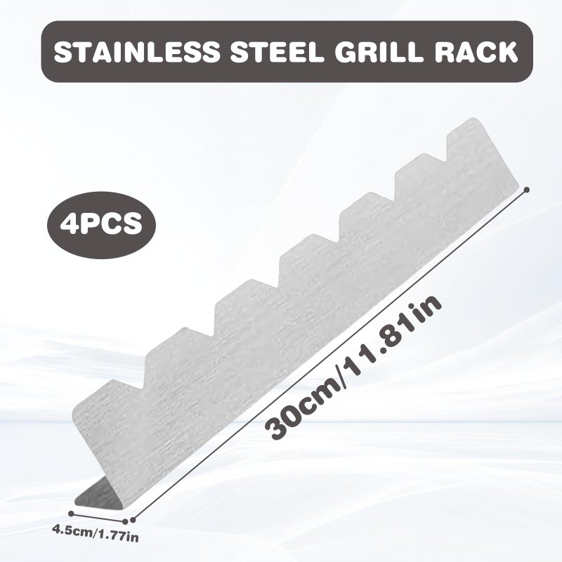 jaexest Set of 4 Stainless Steel Barbecue Grill Holder for 6 Skewers – Accessories for Barbecue, Outdoor, Camping and Hiking - Image 2