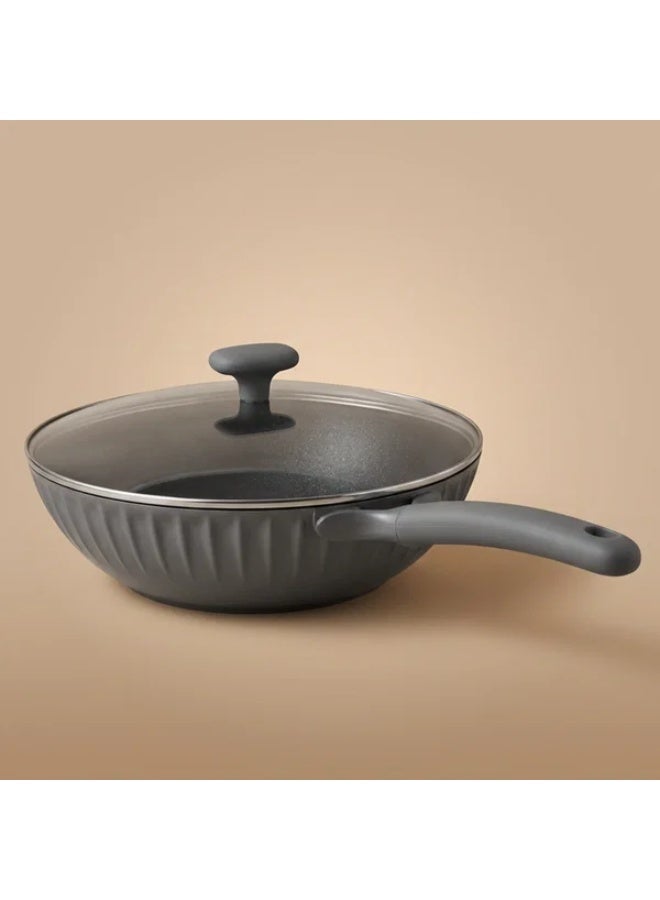 ROBUST Frying Pan, 30cm,  Non-Stick, Deep Round, Glass Lid - Dark Grey - Image 1