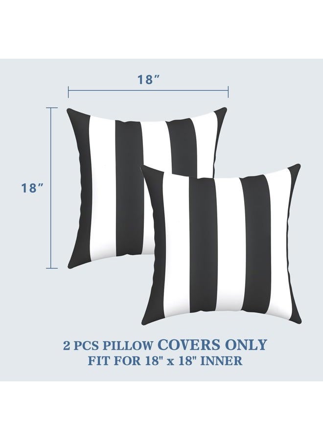 LVTXIII Indoor Outdoor Pillow Covers, Covers ONLY Patio Accent Square Toss Pillow Cushion Case 18" x 18" Pack of 2 for Sofa Couch Patio Furniture Decoration – Cabana Black - Image 3