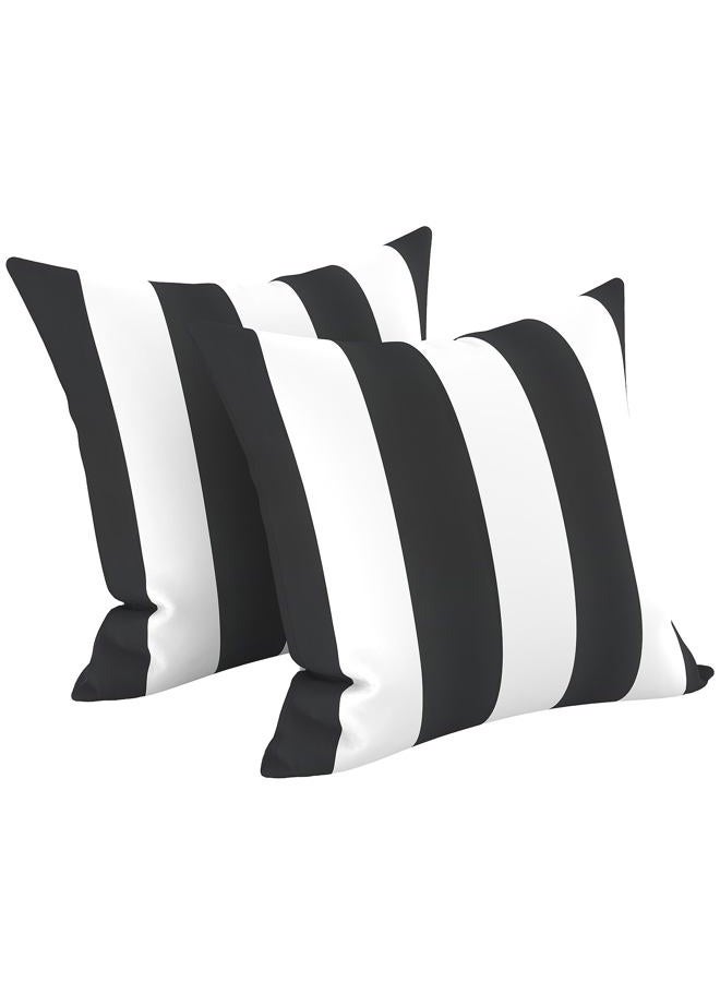 LVTXIII Indoor Outdoor Pillow Covers, Covers ONLY Patio Accent Square Toss Pillow Cushion Case 18" x 18" Pack of 2 for Sofa Couch Patio Furniture Decoration – Cabana Black - Image 1