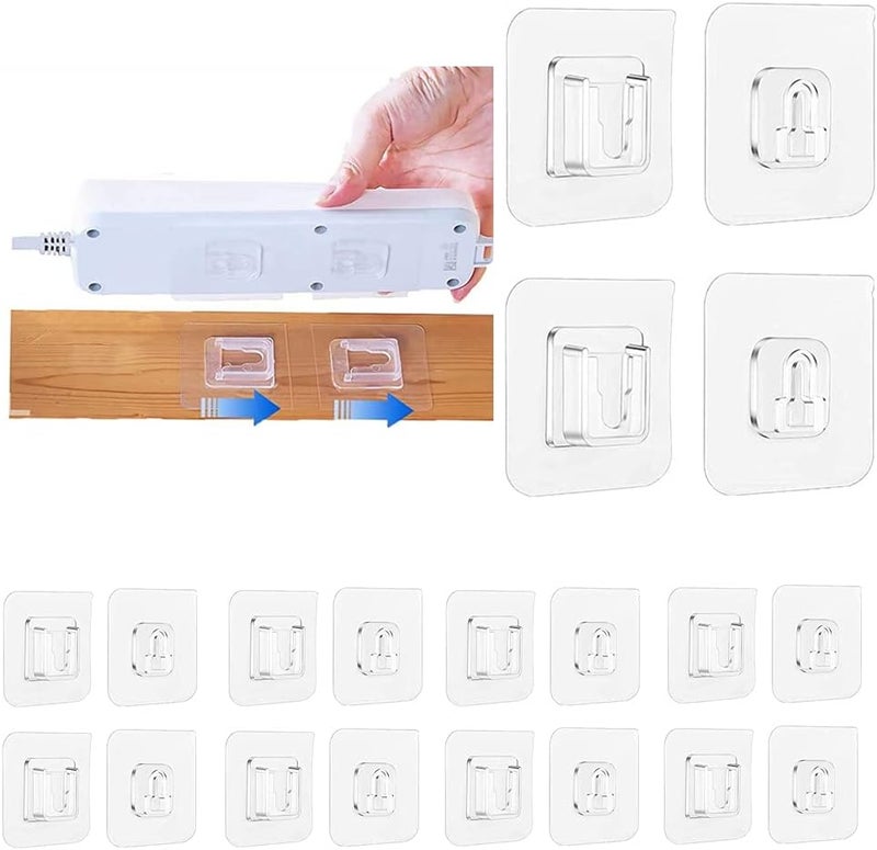 10 Pairs Double Sided Adhesive Wall Hooks - Heavy Duty 10KG for Bathroom and Kitchen (Transparent ) - Image 1