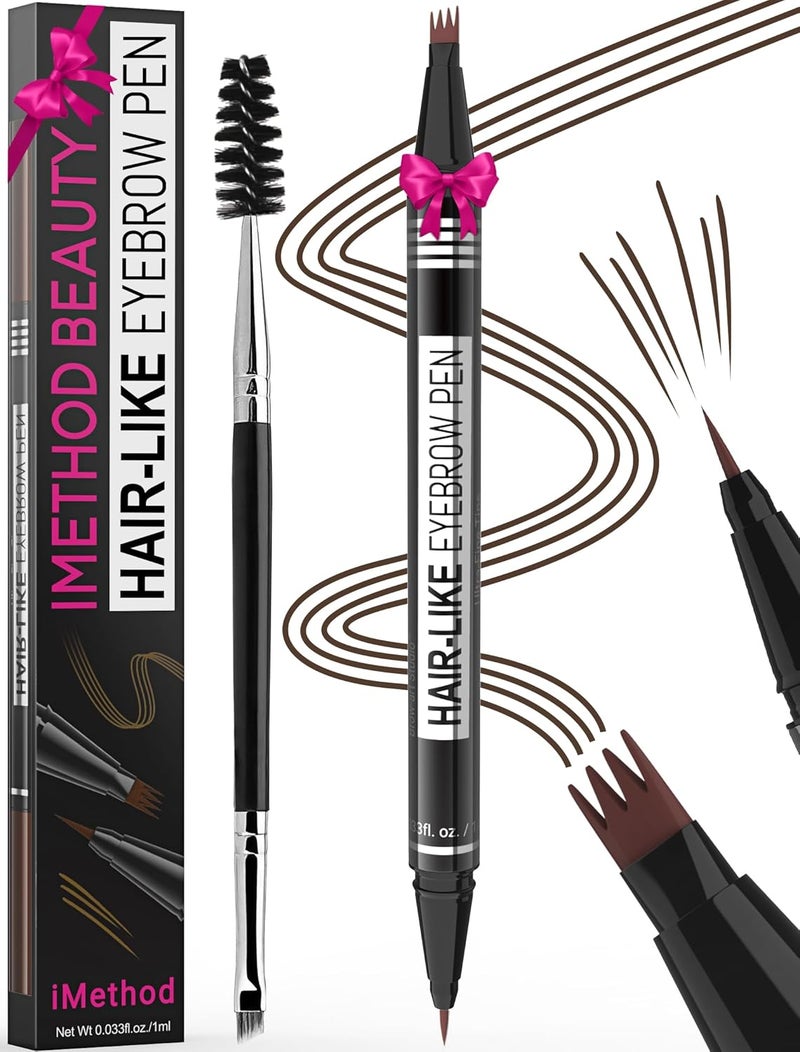 iMethod Eyebrow Pen  Eyebrow Pencil Magical 2in1 Eye Brow Pencils for Women with 4ForkTip  Precise BrushTip Create Natural HairLike Brows Last AllDay Microblading Eyebrow Pen Dark Brown