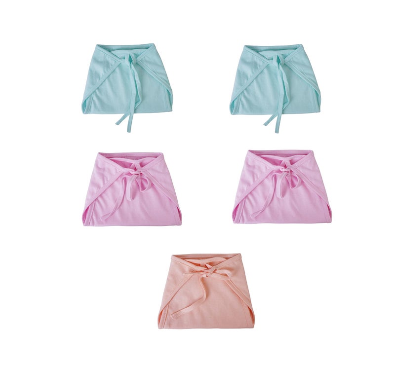 Da Anushi New Born Baby Cotton Nappy Washable and Reusable Plain Solid Cloth Langot/Cloth diaper/U Shaped/Nappy Tying Langot For Baby Boys and Baby Girls - Pack of 5 (Small) (Multicolor) - Image 1