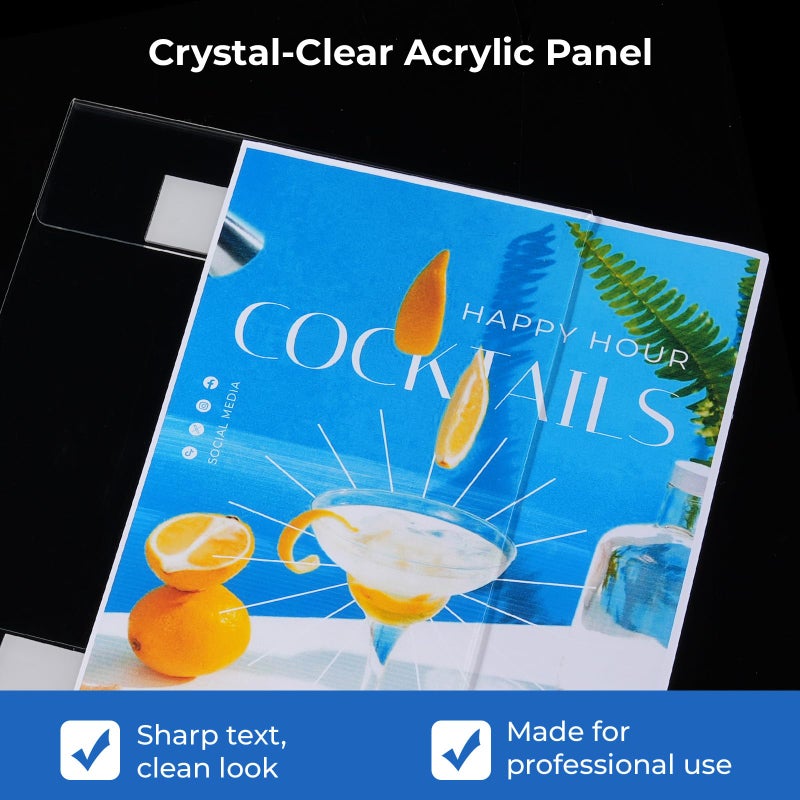 Dynta 6 Pack Acrylic Sign Holder 8.5 x 11 Wall Mount, Clear Plastic Frames with Adhesive Tape, Vertical Fly Holder for Office, Restaurant, School and Home, No Drilling Required - Image 3