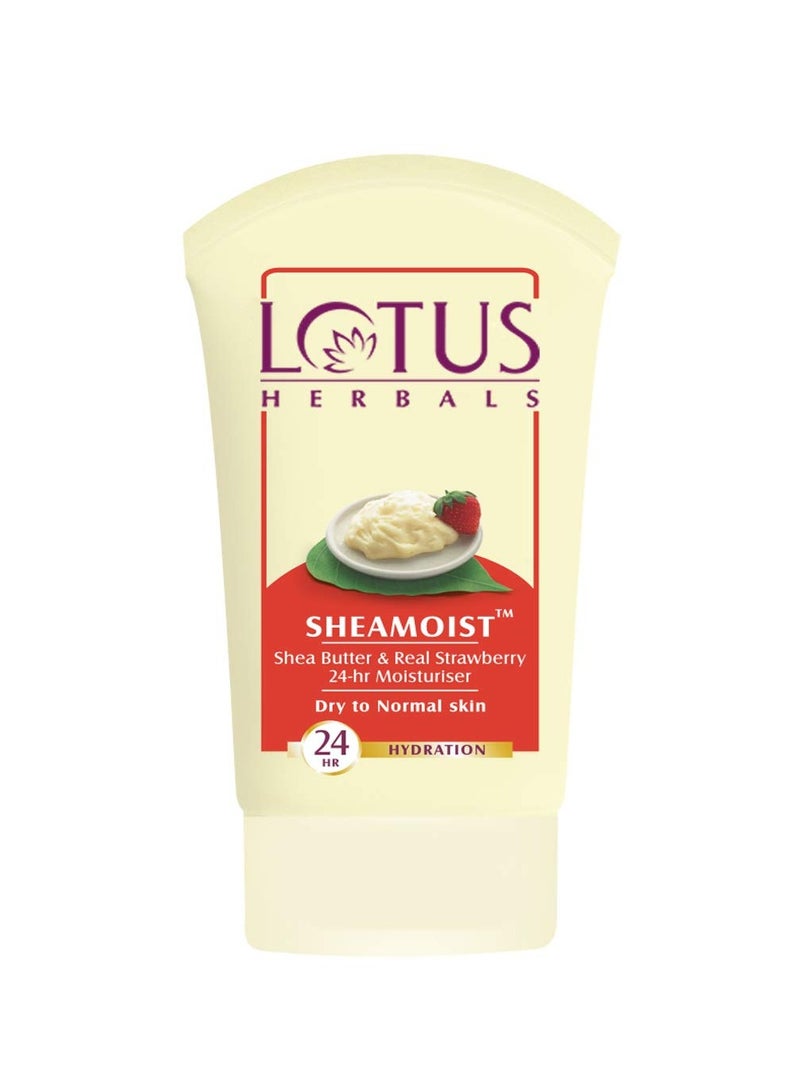 Lotus Herbals Sheamoist Real Strawberry 24 Hour Moisturiser Shea Butter (120g)