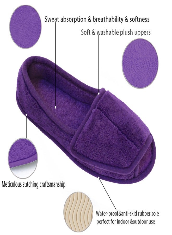 Git-up Women Diabetic Slippers/W Arthritis Edema Adjustable Closure Memory Foam House Shoes Open Toe Extra Wide 09 Purple - Image 3