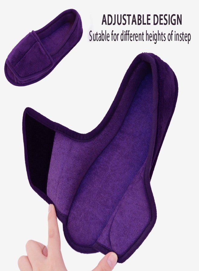 Git-up Women Diabetic Slippers/W Arthritis Edema Adjustable Closure Memory Foam House Shoes Open Toe Extra Wide 09 Purple - Image 2