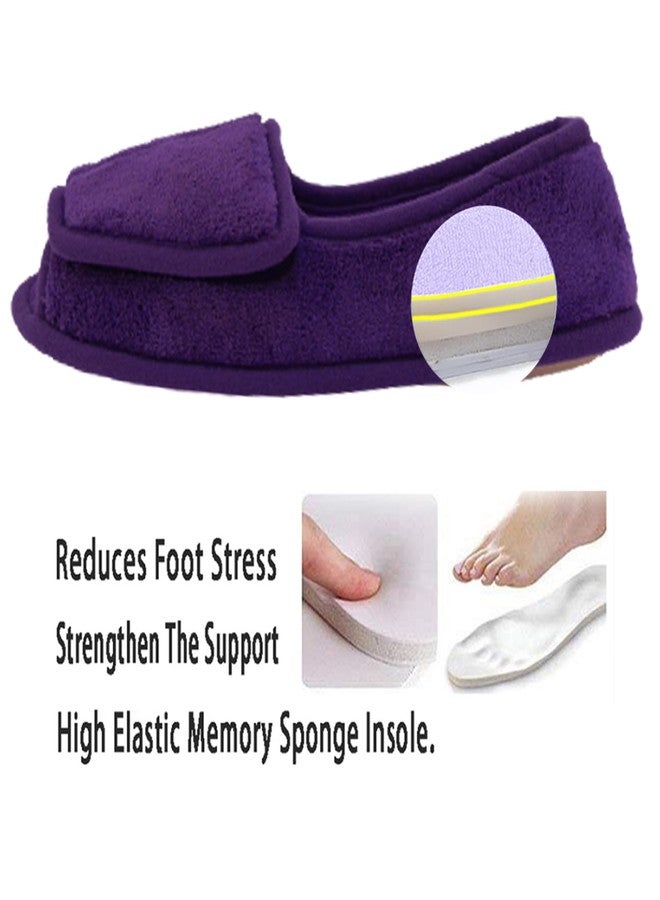 Git-up Women Diabetic Slippers/W Arthritis Edema Adjustable Closure Memory Foam House Shoes Open Toe Extra Wide 09 Purple - Image 4