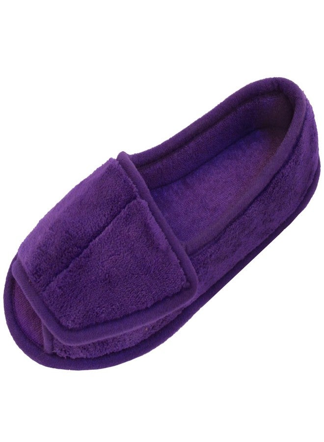 Git-up Women Diabetic Slippers/W Arthritis Edema Adjustable Closure Memory Foam House Shoes Open Toe Extra Wide 09 Purple - Image 1