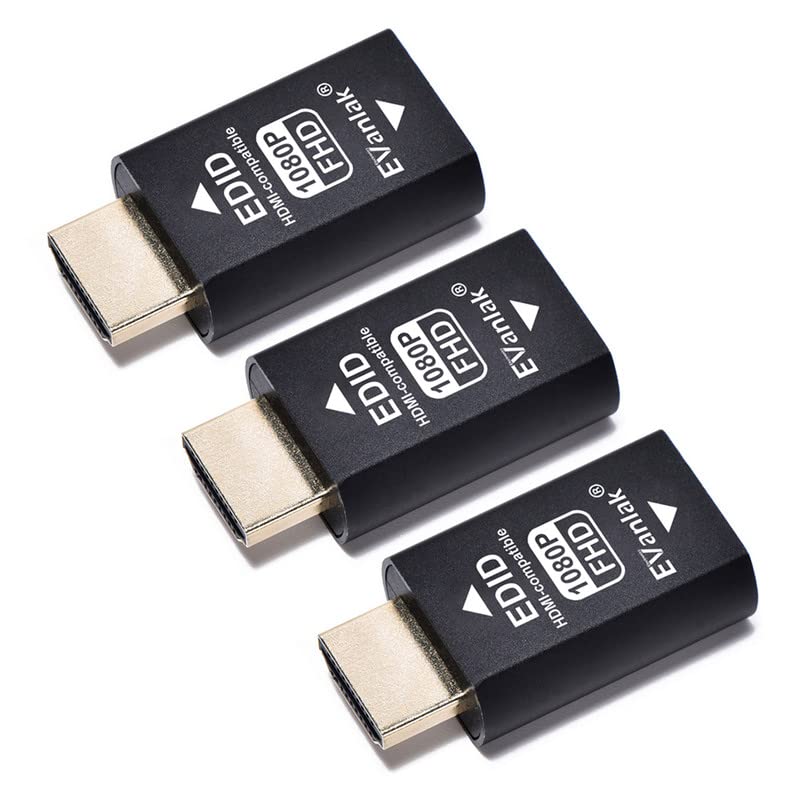 EVanlak Hdmi Edid Emulator Passthrough Eliminated Emulator Adapter 3rd Generrtion Work with Mac Thunderbolt to HDMI Switches/Extender/AV Receiver/Video Splitters -1920X1080@59hz-3pack - Image 1