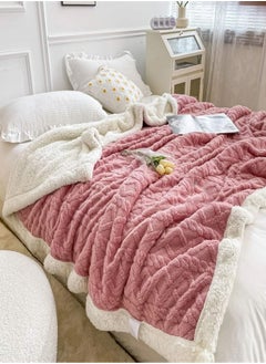 DubaiGallery Winter Double Layer Thick Blanket Soft Warm Sherpa Wool Blankets Geometric Plaid Taff Cashmere Lamb Throw Blanket Girls Gift  - Image 1