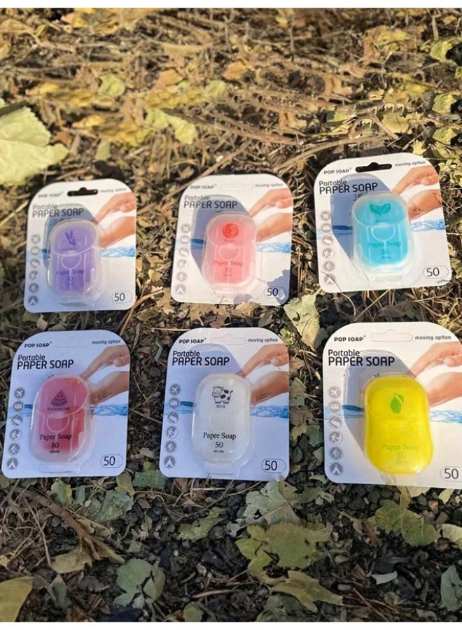 50 Portable Paper Soap Bars for Travel, Camping, and Road Trips, for Personal Care and Cleaning - Peach - Image 3