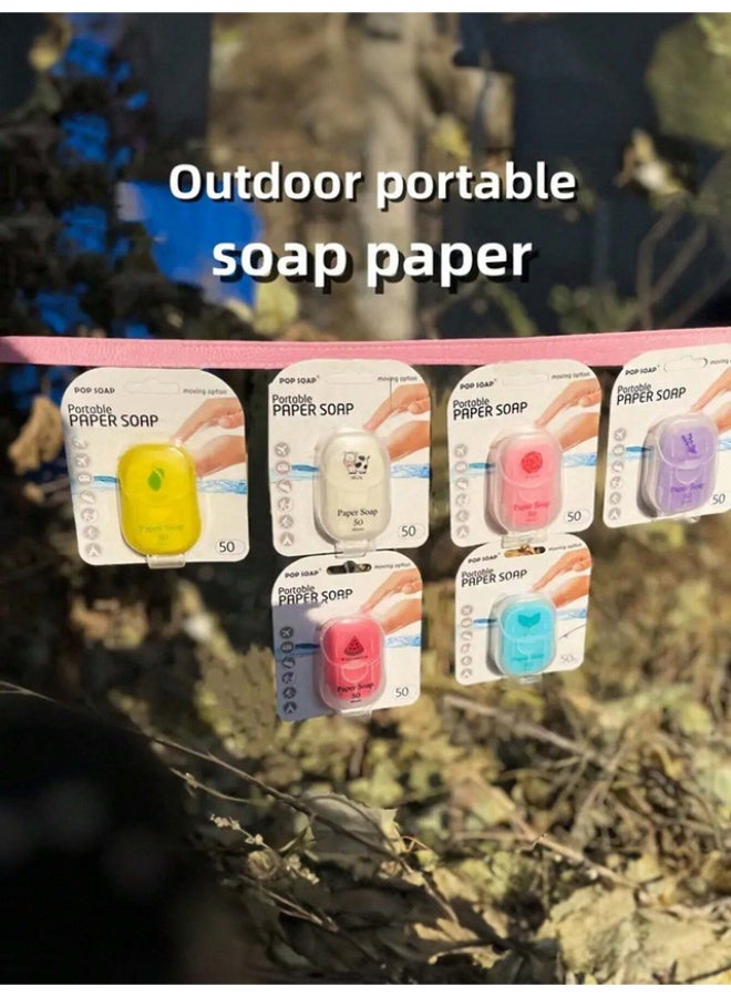 50 Portable Paper Soap Bars for Travel, Camping, and Road Trips, for Personal Care and Cleaning - Peach - Image 2