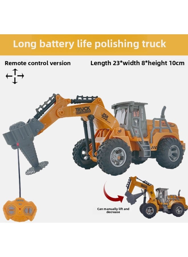 Long Endurance Children's Remote Control Excavation Engineering Bulldozer Road Roller Sanitation Shovel Wooden Car Rc Electric Toy Car-Color:Engineering Grinding Car-Proportion:1:30 (color Box) Self-purchase Battery - Image 1