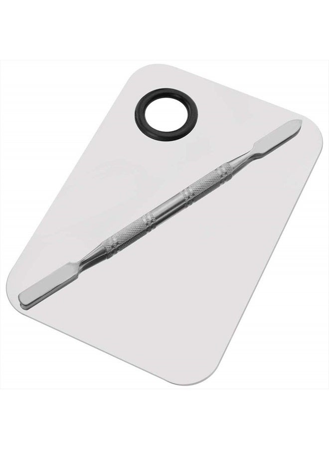 Miamay 6 by 4 Inches Makeup Palette Stainless Steel Palette Cosmetic Artist Mixing Palette with 6 Inches Spatula Tool - Image 1