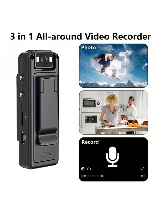 Beauenty 1080P Full HD Wearable Action Camera - Portable Video Recorder with 1200mAh Lithium Polymer Battery, USB Dual Charging, Clip Design, One-Click Audio  Video Recording, Night Vision, No SD Card Included - Image 5