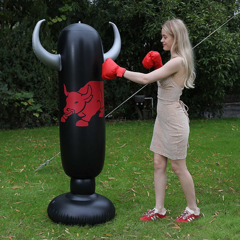 Generic Cross-border inflatable strike column boxing column fitness children pvc thickened tumbler three-dimensional catharsis sandbag manufacturers Black bull model ( 1.6m )