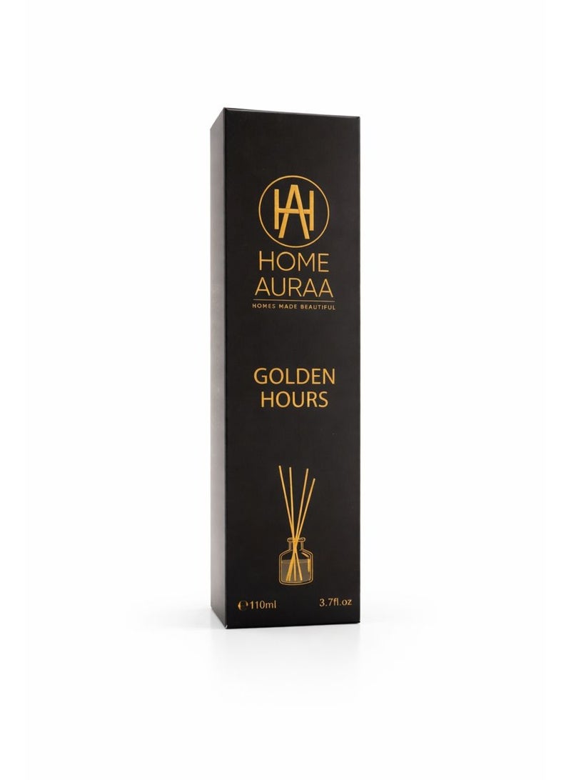 Home auraa Golden Hours reed diffusers 110 ml – Long-Lasting Home Fragrance with Oud & Warm Amber Notes for Living Room & Bedroom - Image 1