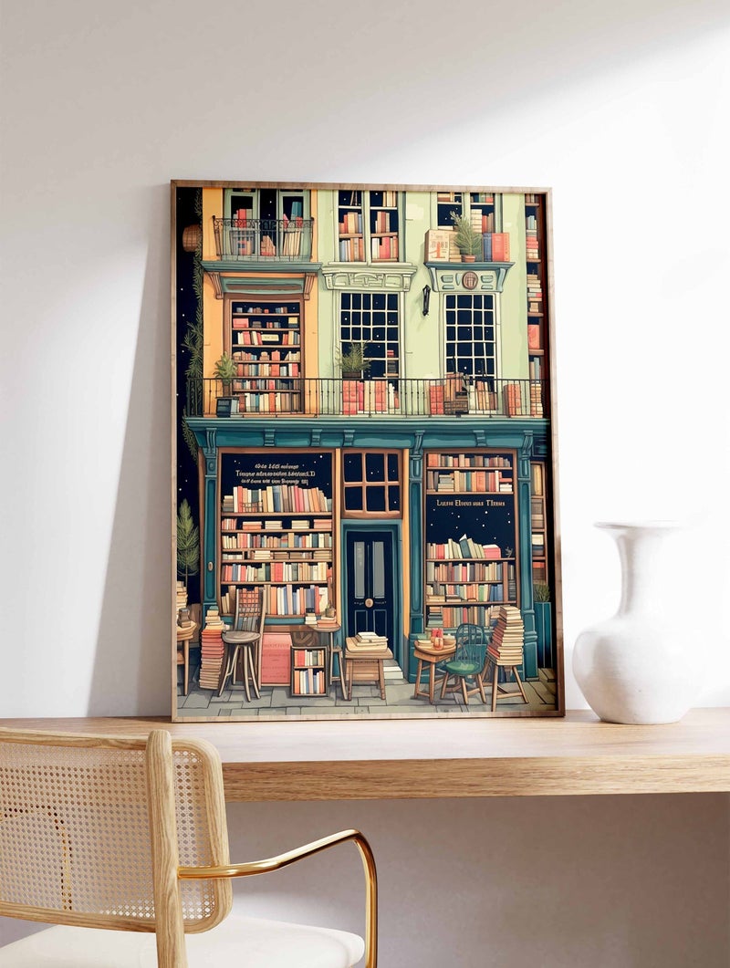 TNESSENTIAL Vintage Bookshop Poster, Nostalgic Library Wall Art - Image 1