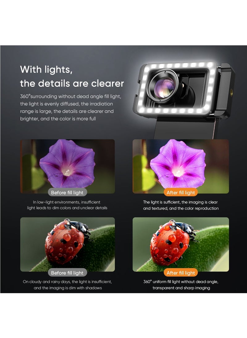 آبيكسل عدسة ماكرو 100 مم بدقة 4K ومصباح LED محدثة، مع مشبك عالمي لعدسات ميكرو متوافقة مع جميع هواتف سامسونغ الذكية. - Image 4
