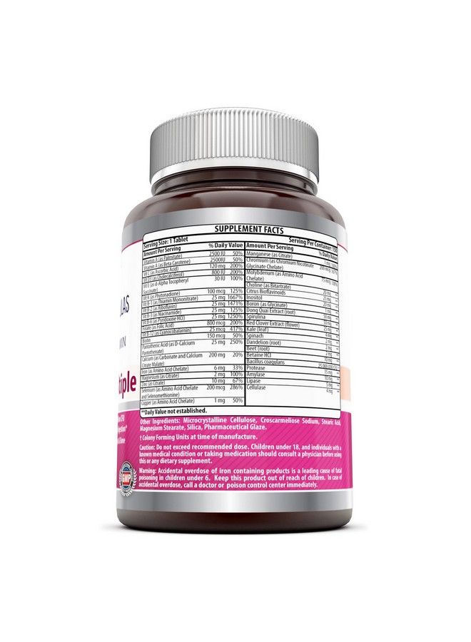 Amazing Formulas Women One Multiple 150 Tablets ; Multivitamin Supplement For Women ; Perfect Blend Of Vitamins Minerals 25 Million Cfu Probiotics & More ; Made In Usa