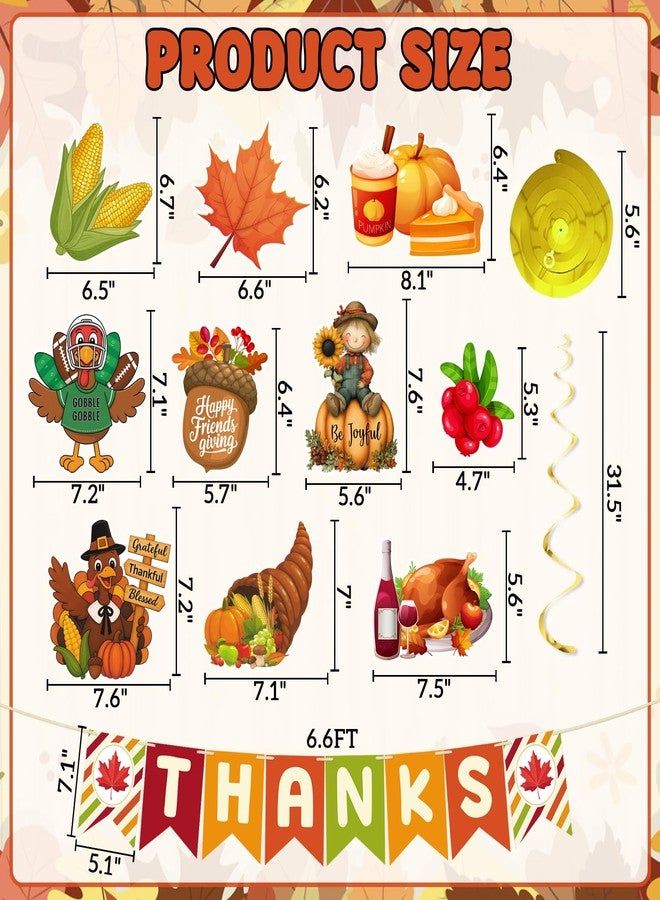 JUESMOS Thanksgiving Decorations 42pcs Gobble Give Thanks Banner Hanging Swirls for Home Decorations Indoor Thanks Giving Paper Banner Swirl for Living Room Office Classroom Fall Thanksgiving Decor - Image 4