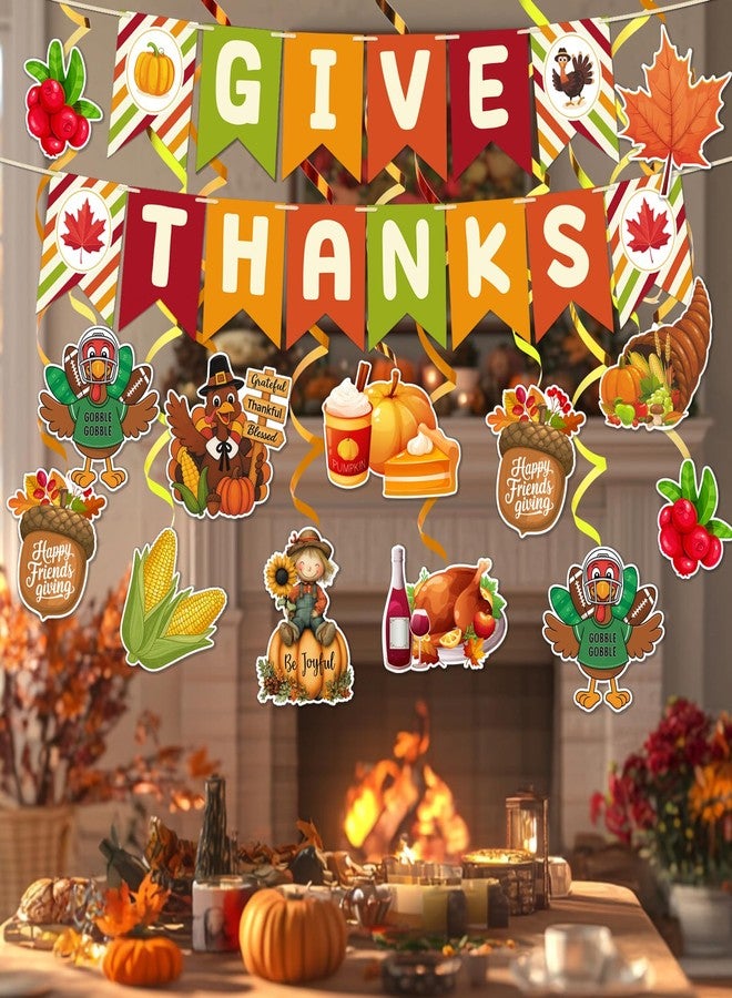 JUESMOS Thanksgiving Decorations 42pcs Gobble Give Thanks Banner Hanging Swirls for Home Decorations Indoor Thanks Giving Paper Banner Swirl for Living Room Office Classroom Fall Thanksgiving Decor - Image 5