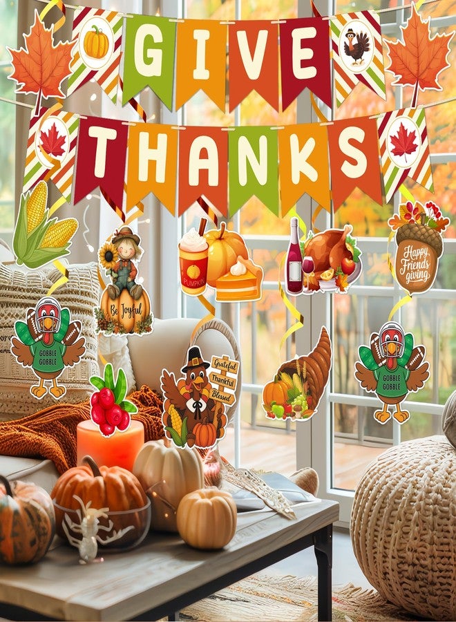 JUESMOS Thanksgiving Decorations 42pcs Gobble Give Thanks Banner Hanging Swirls for Home Decorations Indoor Thanks Giving Paper Banner Swirl for Living Room Office Classroom Fall Thanksgiving Decor - Image 2
