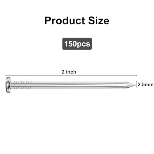 VGBUY 150PCS Stainless Steel Hardware Nails, 2 Inch Flat Head for Hanging Pictures, Small Wall and Wood Finishing Nails - Image 4