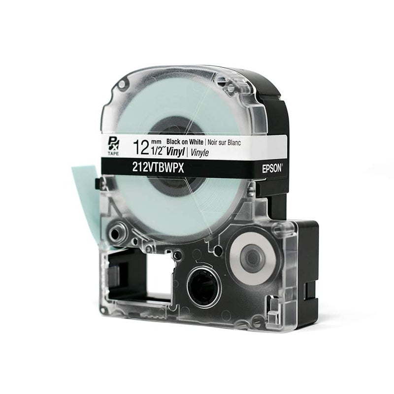 LABELWORKS Epson LABELWORKS 212VTBWPX Genuine Tape Cartridge - Black on White Flexible and Durable Vinyl Industrial Label Maker Tape - 1/2" (12MM) Wide, 22.9 ft - Image 4