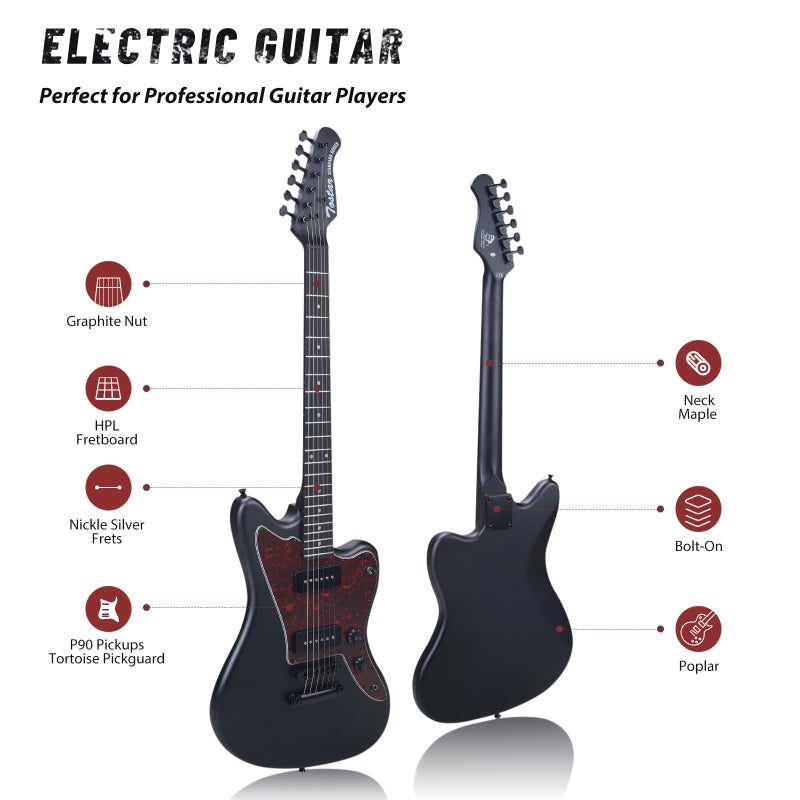 Tostar 39" Electric Guitar Kit with 10W Amp, P90 Pickup, Black Matte Finish, Tune-O-Matic Bridge, Solid Body Electric Guitar for Adults with Tuner, Capo, 4 Picks, Strap, Gig Bag, Christmas Gift - Image 4