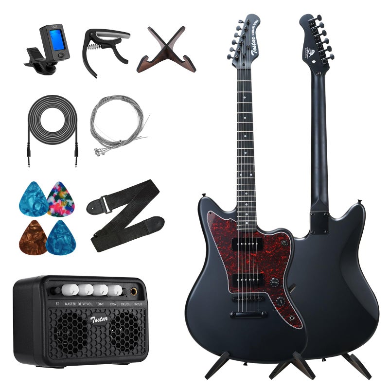 Tostar 39" Electric Guitar Kit with 10W Amp, P90 Pickup, Black Matte Finish, Tune-O-Matic Bridge, Solid Body Electric Guitar for Adults with Tuner, Capo, 4 Picks, Strap, Gig Bag, Christmas Gift - Image 1