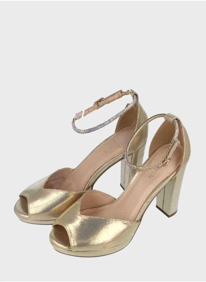 منبور Peep Toe High Heel Pumps