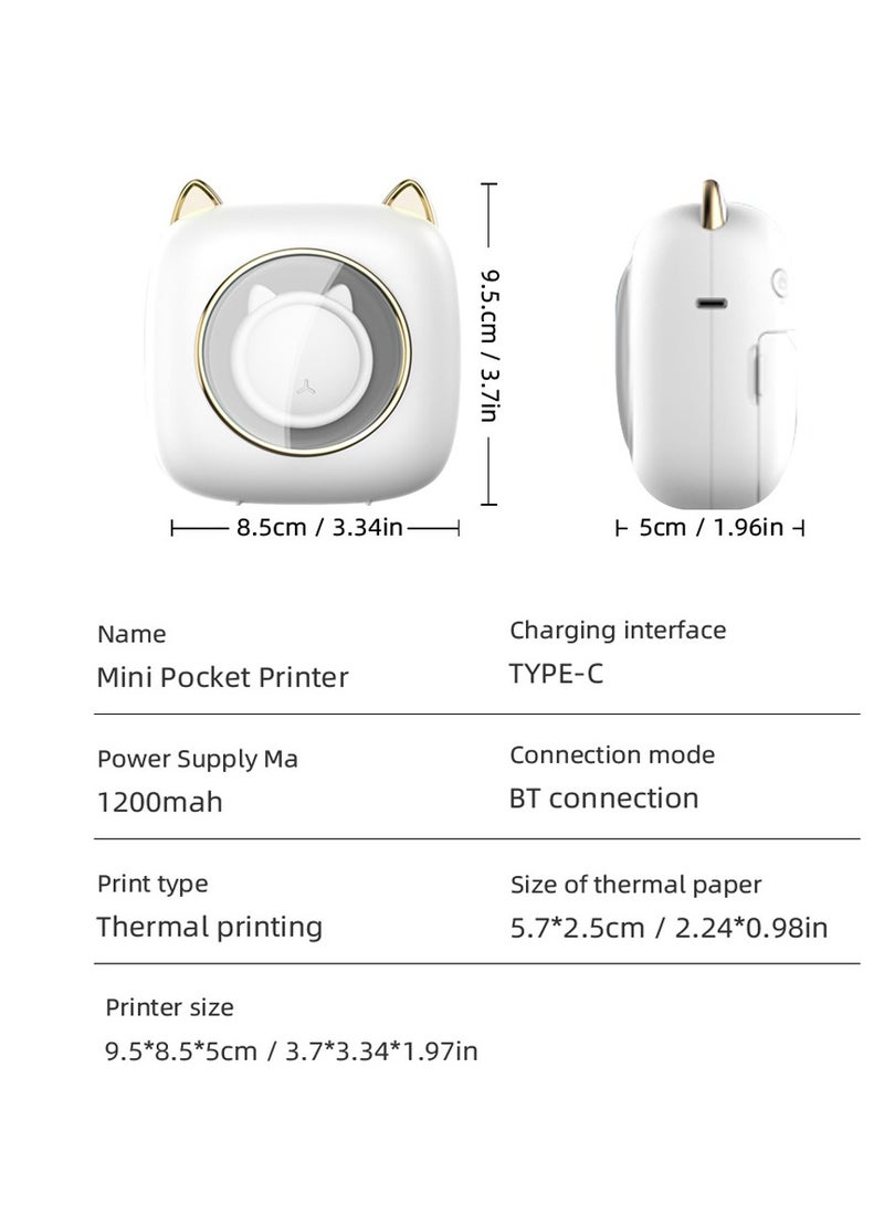 Mini Printer C23 Student Convenient Thermal Sticker Printer Bluetooth Connection_5 rolls of thermal paper + 5 colored pens - Image 3
