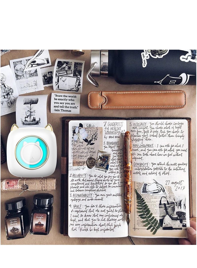 Mini Printer C23 Student Convenient Thermal Sticker Printer Bluetooth Connection_5 rolls of thermal paper + 5 colored pens - Image 5